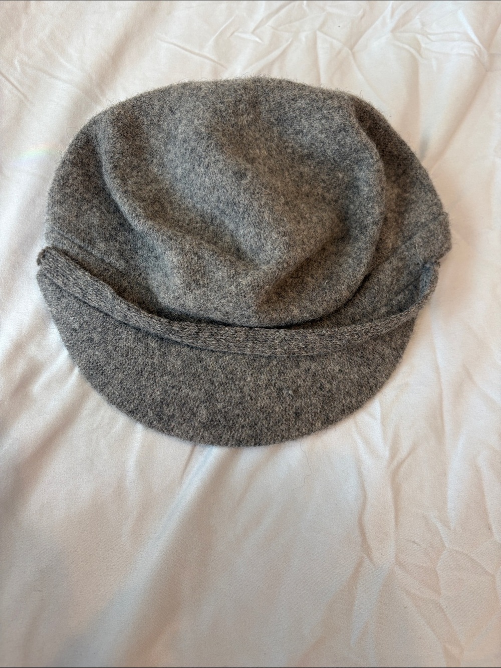 attention Gray Wool Blend Newsboy Cap